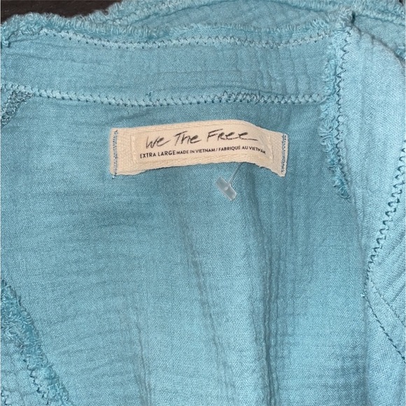 FreePeople] Teal Oversized raw edge Shirts Tunic Dress - Picture 7 of 10